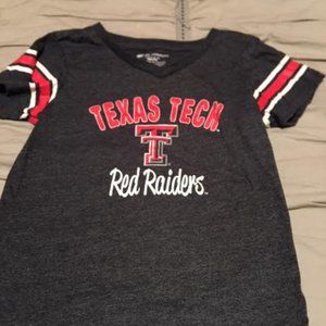 Kids Texas Tech college shirt with stripe sleeves